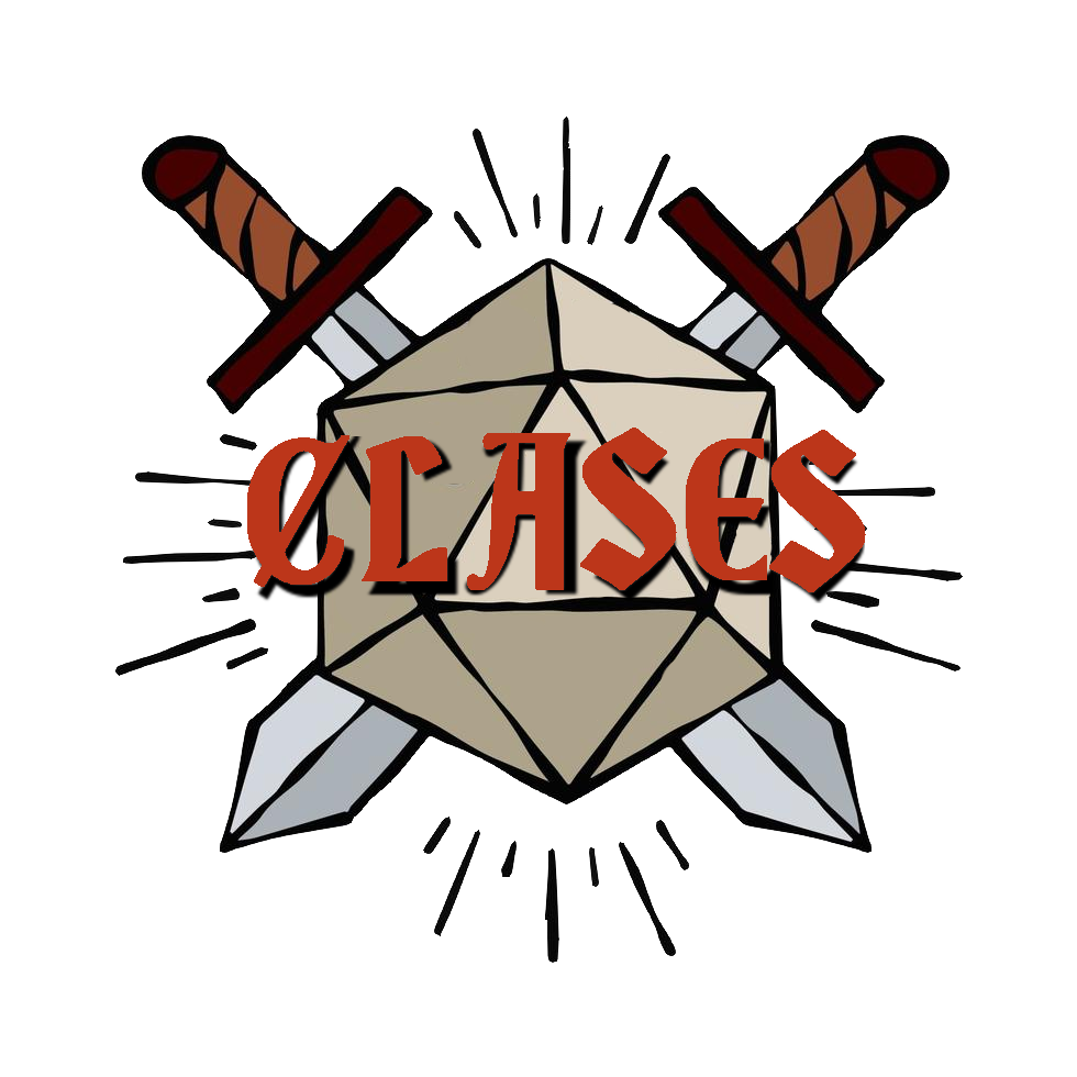 se ve el titulo clases con un fondo de un dado de 20 caras